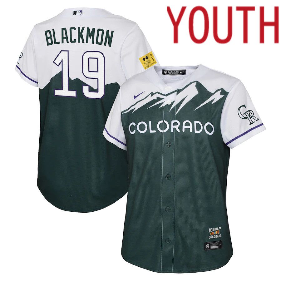 Cheap Custom Youth Colorado Rockies 19 Charlie Blackmon Nike Green 2022 City Connect Replica Player MLB Jersey